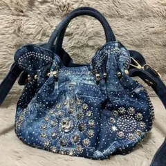 y2k bijou studs 2way denim hand bag