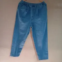 未使用 サマンサモスモス 柄アソートテーパードパンツ デニム ブルー