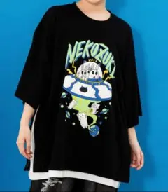 スカラー　パリティ　NEKOZUKI ブラック Tシャツ 　UFO　うさぎ　ネコ