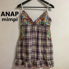 ANAP チェック柄 刺繍 キャミミニワンピースのサムネイル
