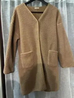 Via.J ボアジャケット ベージュ ノーカラー 38 - メルカリ