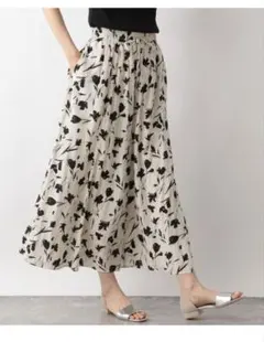 グローバルワーク　さらさらリラックスフレアワイドパンツ　M