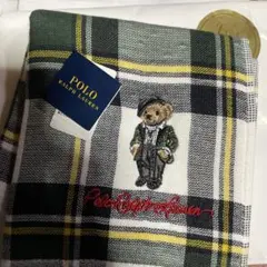 Polo Ralph Lauren クマ刺繍 タオルハンカチ グリーン チェック