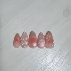 22))フレンチガーリー ショートネイル ネイルチップ ニュアンス ピンク