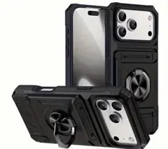 iPhone 17 Pro Max 用ハードケース リングスタンド付き ブラック