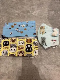 【未使用品】猫デザインの布製マスク3枚セット