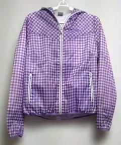 le coq sportif パープルチェックナイロンパーカー