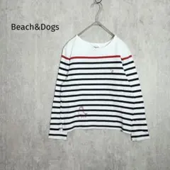 ビーチアンドドッグス【М】ボーダーカットソー　刺繍　コットン100%　a6302のサムネイル