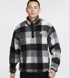 Nike フリースジャケット チェック柄　ハーフジップ