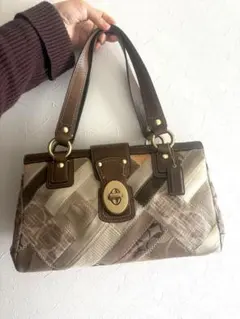 コーチ　バッグ　ハンドバッグ　シグネチャー　パッチワーク　ターンロック