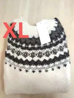 新品 UNIQLO フラッフィクルーネックセーター オフホワイト XL ユニクロ