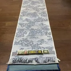 山水模様 絹100% 着物反物