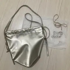 【美品】tonto_巾着バッグ_ショルダーバッグ_マチありSサイズ_ゴールド