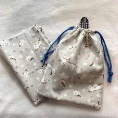 シマエナガ　ランチョンマット40×50㎝＆コップ袋セット　入学・進級準備に！