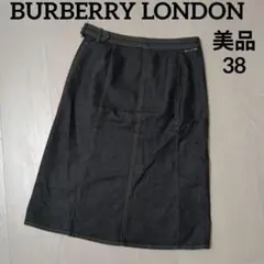 【美品】BURBERRY LONDON　巻きスカート　ひざ丈　デニム×チェック
