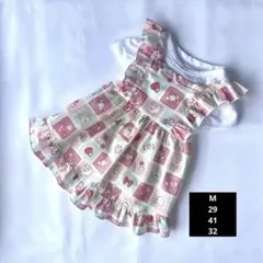 【完成品】重ね着風エプロンワンピース　犬服　ハンドメイド　レトロ　かわいい　夏