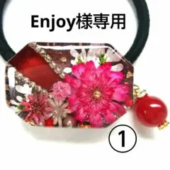 ヘアゴム レジン 八角形 天然石レッドジェイドとマトリカリア