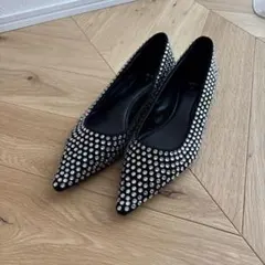 ZARA スタッズ付きポインテッドトゥヒール 37