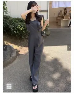 GRL バックリボンショルダーフリルオールインワン[dk1188]