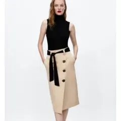 ZARA BASIC リボン付きラップタイトスカート ポケットありのサムネイル