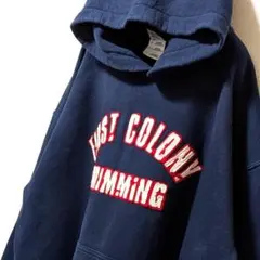 ギルダンファーストコロニースイミング刺繍スウェットパーカーネイビー紺色L古着
