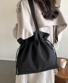 ミニミニストア　ドローストリング ショルダーバッグ ブラックのサムネイル