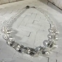 大粒カットクリスタルネックレス♡SILVER留め具｜ヴィンテージ・透明感♡