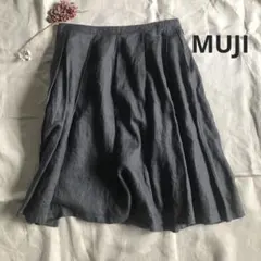 無印良品　リネン100% スカート　モスグリーン　ポケット付き