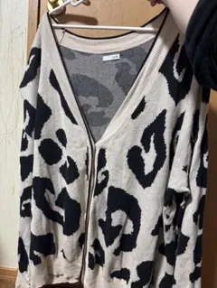 レオパード柄長袖カーディガン