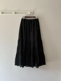 【新品タグ付き】GU ティアードフレアスカート ブラック XL
