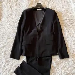 美品✨ PLST パンツスーツ セット ブラック S/M 洗濯可 ノーカラー