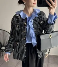 ANGIE アンジー ノーカラー ツイードジャケット セレモニー