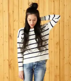 ロデオクラウンズ ワイドボウル バスケット ボーダーニット