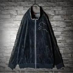 プーマベロアジャージ 刺繍ピューマロゴ 異素材サイドライン リブライン Lサイズ