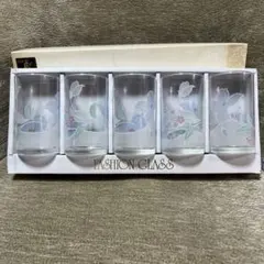 ファッショングラス 花柄コップ5個セット　レトロ　　昭和レトロ　グラス