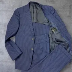 コムサBG ネイビーストライプスーツ M セットアップ 美品 ビジネス
