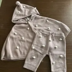 BeBe ベベ ニットポンチョ ズボン セット 70〜80 ピンク 女の子