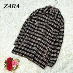 ザラ 長袖シャツ シャケット M ツイード マルチカラー オーバーサイズ