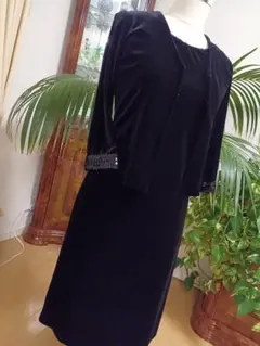美品、スーツ、ベロア、 ジャケット付ドレス、パーティー、日本製、 フォーマル、Ｍ