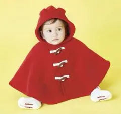 ミキハウス　ベビーポンチョ ダッフルコート風 くま耳 70 80 90 ベビー服