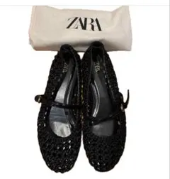 ZARA ザラ　メッシュ　メリージェーン　シューズ ブラック 38サイズのサムネイル