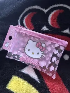 ハローキティ ピンクヒョウ柄ラメポーチ