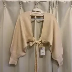 メリージェニー　リボンで結んだニットスリーブ