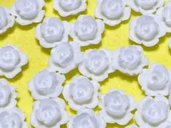 No.406　ネイルパーツ　バラ　椿　カメリア　ホワイト　80個　ハンドメイド