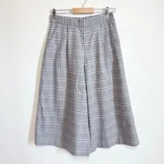 ミッシェルクラン　グレー系チェックのワイドパンツ　38 M レディース　ガウチョ