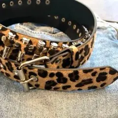 ヒョウ柄 弾丸 ベルト スタッズ 　 ウエスタン 　y2k