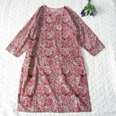 【美品/fabindia/ファブインディア】女性用ロングクルタ/kurtas/赤のサムネイル