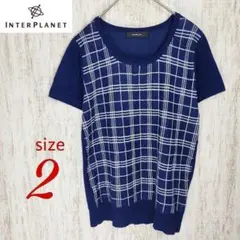 【インタープラネット】Tシャツ ニット チェック ラメ フェミニン カジュアル