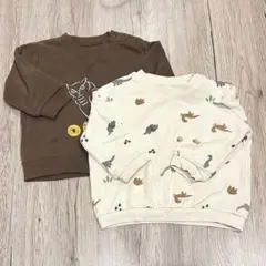 裏起毛　薄手　トレーナー　2点セット　フクロウ　恐竜　男の子