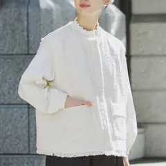 【美品】studio CLIP スタジオクリップ　ノーカラーツイードベスト